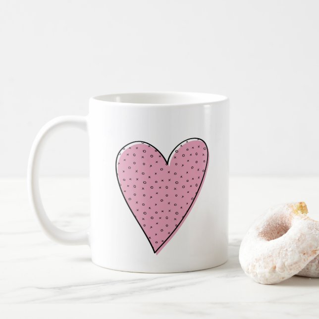 Pink and blue heart mug (With Donut)