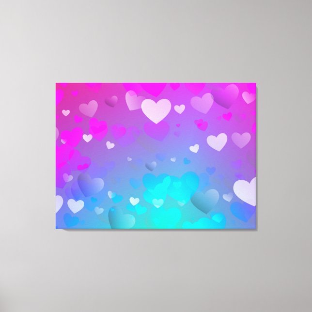 Pink and Blue Hearts Canvas Print (Front)