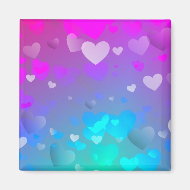 Pink and Blue Hearts Magnet (Front)