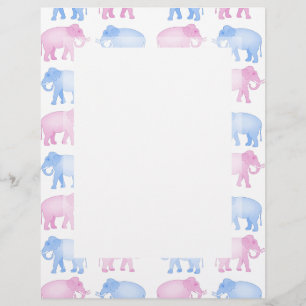 Pink and Blue Indian Elephant Pattern