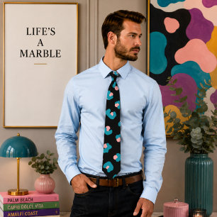 Pink and Blue Leopard Pattern Tie