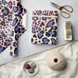 Pink and Blue Leopard Pattern Wrapping Paper