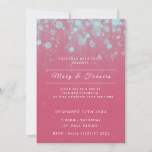 Pink and Blue Lights and Glitter Wedding  Invitation
