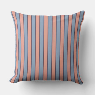 Pink and blue line stripes pattern throw pillow