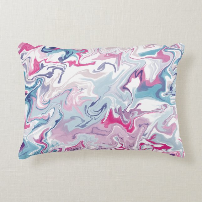 Pink and blue liquid acrylic accent pillow (Front)