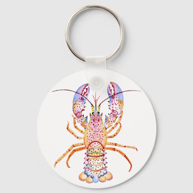 Pink and Blue Lobster Keychain (Front)