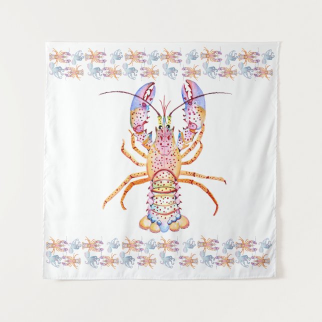 Pink and Blue Lobster Tapestry (Front)