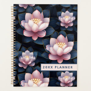 Pink and Blue Lotus Flower Floral Planner
