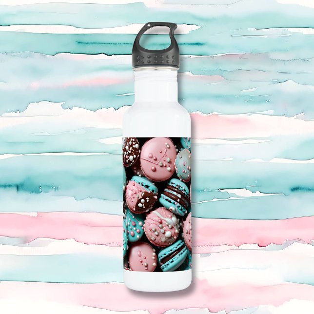 Pink and Blue Macaron with Sprinkles 710 Ml Water Bottle (Creator Uploaded)