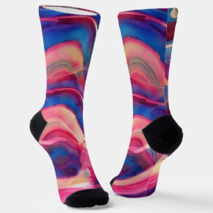 Pink and Blue Marble Art Socks