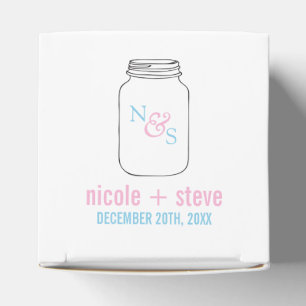 Pink and Blue Mason Jar Monogram Wedding Favor Box