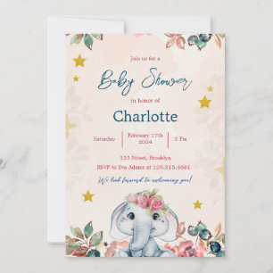 Pink and Blue Modern Baby Shower Invitation