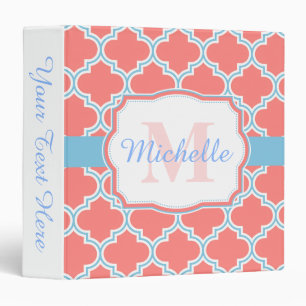 Pink and Blue Moroccan Quatrefoil Binder
