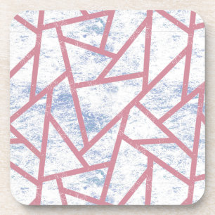 Pink and blue mosaic pattern coaster