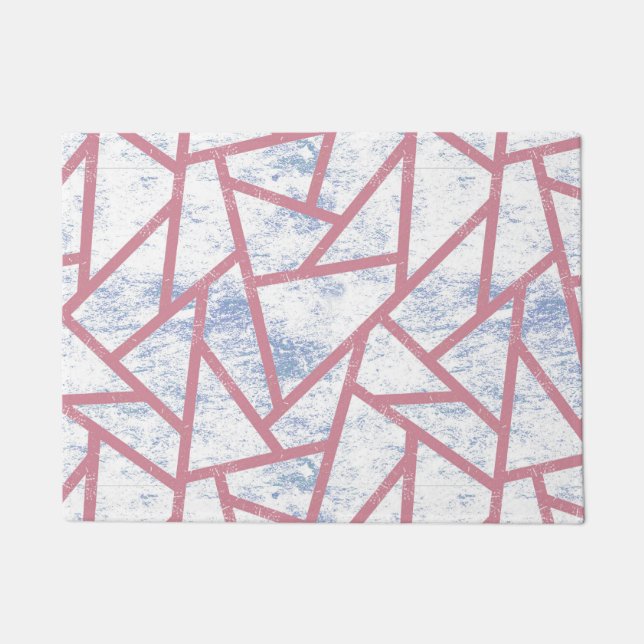 Pink and blue mosaic pattern doormat (Front)