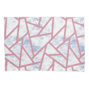 Pink and blue mosaic pattern pillowcase