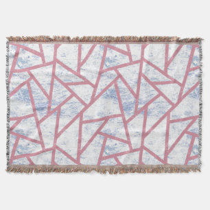 Pink and blue mosaic pattern throw blanket