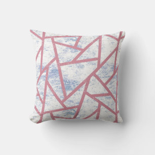 Pink and blue mosaic pattern throw pillow