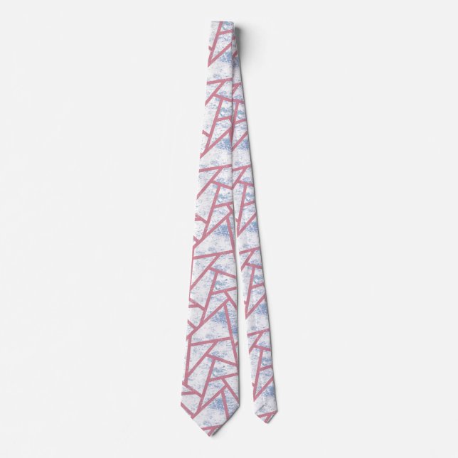 Pink and blue mosaic pattern tie (Front)