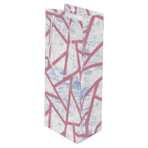Pink and blue mosaic pattern wine gift bag