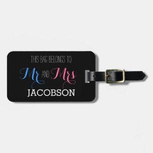 Pink and Blue Mr and Mrs Luggage Tag