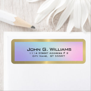 Pink and blue ombre background gold accent label