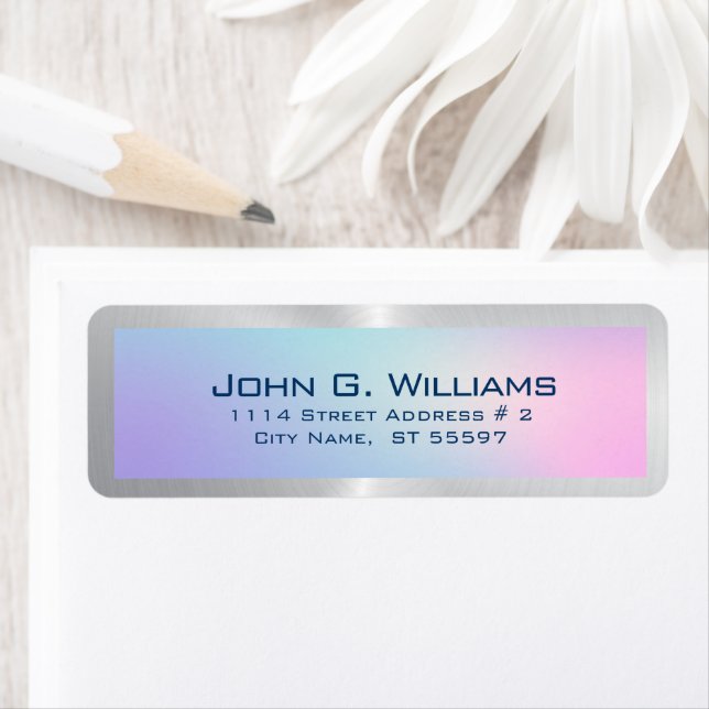 Pink and blue ombre background silver accent (Insitu)