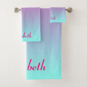 Pink and Blue Ombre Delight Bath Towel Set