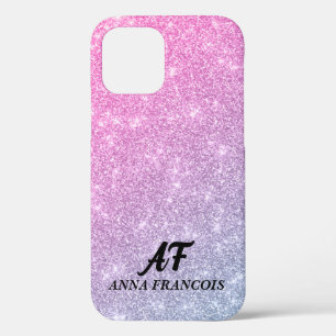 Pink And Blue Ombre Glittered Textured iPhone 12 Pro Case