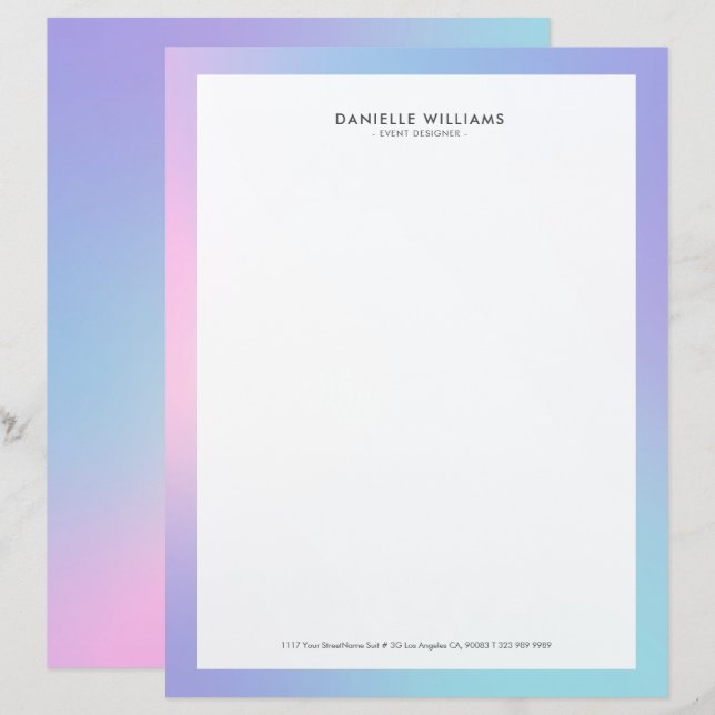 Pink and blue ombre letterhead (Front/Back)