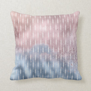 Pink and Blue Ombre Shimmer Glitter Splash Throw Pillow