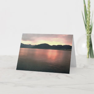 Pink and Blue Ombre Sunset Reflections Landscape  Card