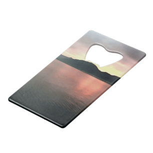 Pink and Blue Ombre Sunset Reflections Landscape Credit Card Bottle Opener