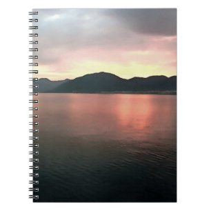 Pink and Blue Ombre Sunset Reflections Landscape  Notebook