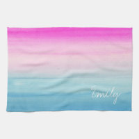 Pink and Blue Ombre Watercolor Personalized