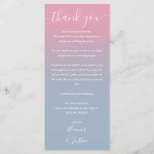 Pink And Blue Ombre Wedding Reception Place Card
