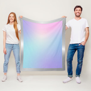 Pink and blue ombre with silver border fleece blanket