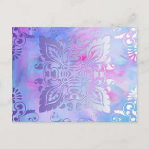 Pink and Blue Ornate Design Postcard