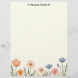 Pink and Blue Pastel Flowers Letterhead