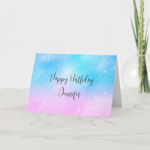 Pink and Blue Pastel Gradient Sky Birthday Card