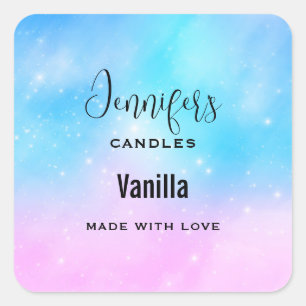Pink and Blue Pastel Gradient Sky Candle Business Square Sticker