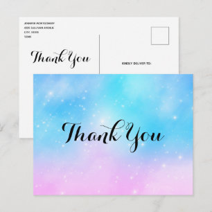 Pink and Blue Pastel Gradient Sky Thank You Postcard