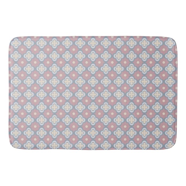 Pink and Blue Pattern Bath Mat (Front)