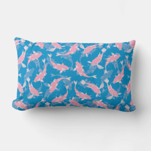 Pink and Blue Pattern - Koi Fish Lumbar Pillow