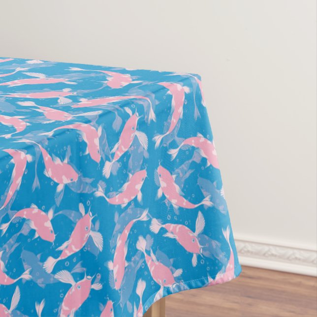 Pink and Blue Pattern - Koi Fish Tablecloth (In Situ)