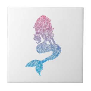 Pink and Blue Pattern Mermaid Tile