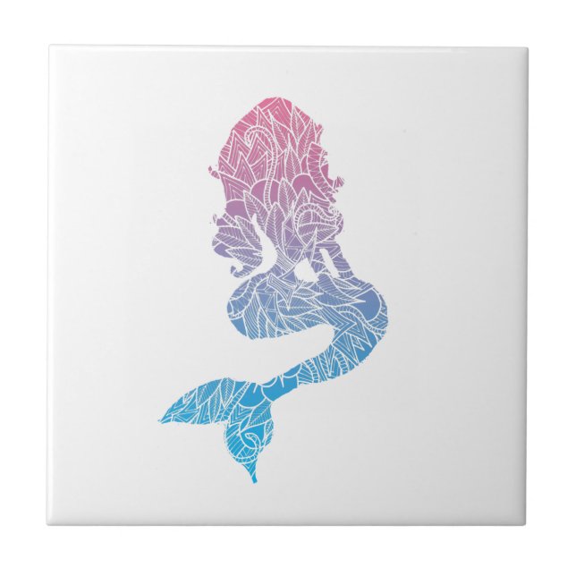 Pink and Blue Pattern Mermaid Tile (Front)