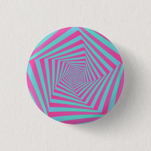 Pink and Blue Pentagon Spiral Button (Front)