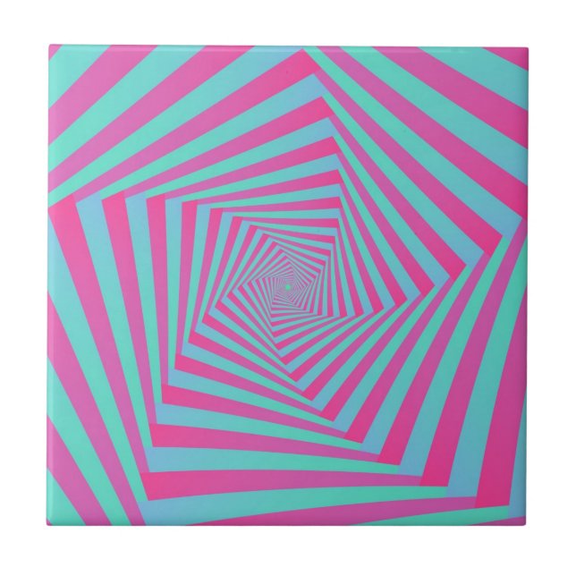 Pink and Blue Pentagon Spiral  tile (Front)