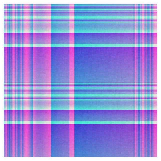 Pink and Blue Plaid Chequered Fabric (Close Up)